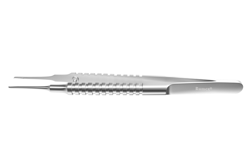 682R 4-0551S Straight Corneal Forceps, Bonn-Catalano Type, 0.12 mm, 1x2 Teeth, Round Handle, Length 105 mm, Stainless Steel