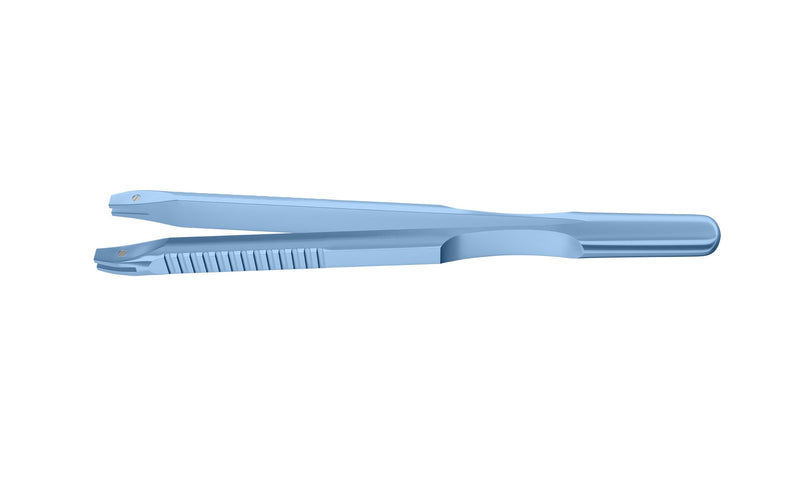 999R 4-0396/LFT Capsulorhexis Forceps with Scale (2.50/5.00 mm), Cross-Action, for 1.50 mm Incisions, Straight Titanium Jaws (8.50 mm), Short Lever (16.00 mm), Long (101 mm) Flat Titanium Handle, Length 120 mm