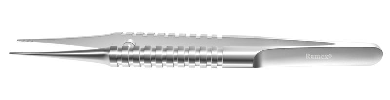 308R 4-070S Dressing Forceps with Delicate Serrations, 6.00 mm Serrated Tips, Straight, Round Handle, Length 108 mm, Stainless Steel