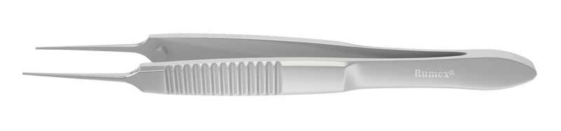 166R 4-101S Iris Forceps with 1x2 Teeth, Straight, Flat Serrated Handle, Length 72 mm, Stainless Steel