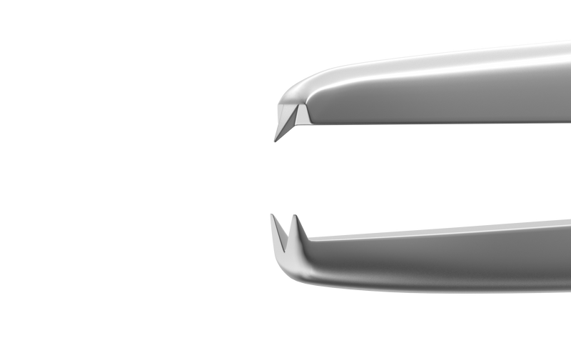 166R 4-101S Iris Forceps with 1x2 Teeth, Straight, Flat Serrated Handle, Length 72 mm, Stainless Steel