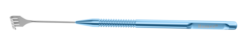 333R 10-014 Knapp Lacrimal Sac Retractor, Blunt 4 x 8.00 mm Four Prongs Tip, Round Serrated Handle, Length 140 mm, Round Titanium Handle