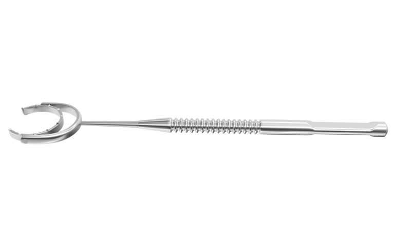 999R 16-036S Fine Thornton Phaco Fixation Ring with Swivel, 3/4 Open 13.00 mm Diameter Ring with Teeth, Length 96 mm, Stainless Steel