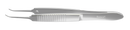 717R 4-102S Iris Forceps with 1x2 Teeth, Curved, Flat Serrated Handle,  Length 72 mm, Stainless Steel