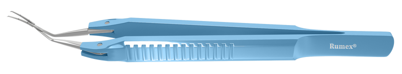 013R 4-0395 Capsulorhexis Forceps with Scale (2.50/5.00 mm), Cross-Action, for 1.50 mm Incisions, Curved Stainless Steel Jaws (8.50 mm), Short Lever (16.00 mm), Medium (91 mm) Flat Titanium Handle, Length 110 mm
