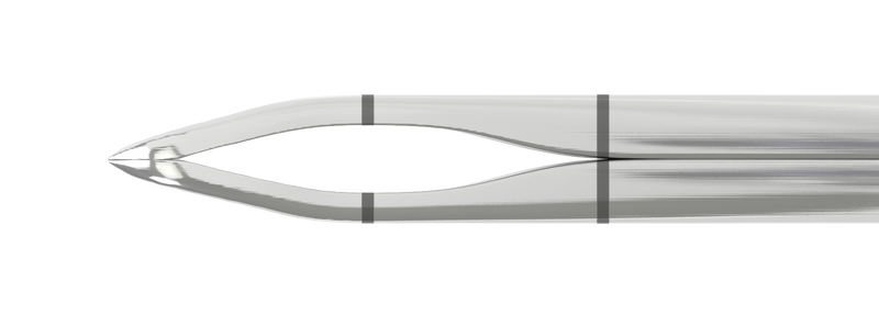 142R 4-032S Small-Incision Capsulorhexis Forceps with Limiter, Cystotome Tips, Curved Micro-Thin Jaws, Fits through 2.00 mm Incision, Flat Handle, Length 105 mm, Stainless Steel