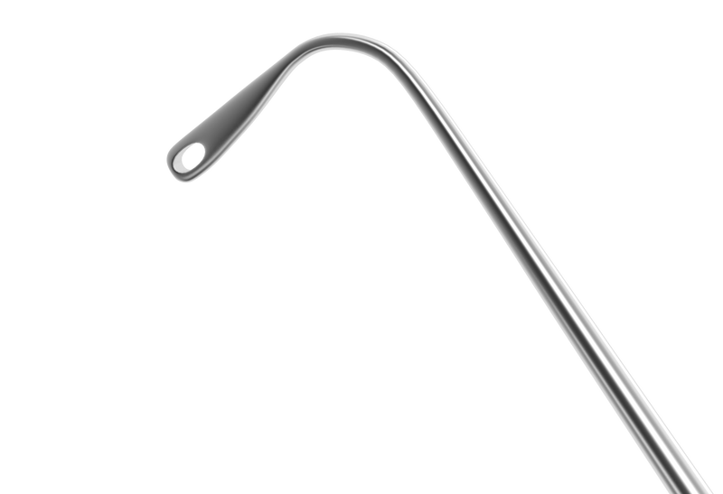 332R 5-060 Gass Retinal Detachment Hook, 13.00 mm Flat Hook, 1.50 x 0.70 mm Hole, Length 140 mm, Flat Titanium Handle