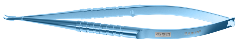 052R 8-025T Barraquer Needle Holder, 8.00 mm Extra Fine Jaws, Curved, without Lock, Small Size, Length 100 mm, Titanium