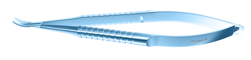 049R 8-031T Barraquer Needle Holder, 12.00 mm Standard Jaws, Curved, without Lock, Medium Size, Length 115 mm, Titanium