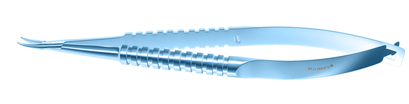 038R 8-041T Barraquer Needle Holder, 12.00 mm Fine Jaws, Curved, without Lock, Medium Size, Length 115 mm, Titanium