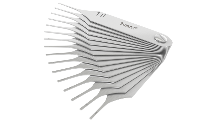 683R 2-062S Rumex Internal Micro Incision Gauges, 16 Blades 1.00-2.50 mm, Length 75 mm, Stainless Steel