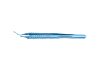 999R 4-0395/LRT Capsulorhexis Forceps with Scale (2.50/5.00 mm), Cross-Action, for 1.50 mm Incisions, Curved Titanium Jaws (8.50 mm), Short Lever (16.00 mm), Long (101 mm) Round Titanium Handle, Length 120 mm