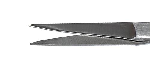 167R 11-080S Straight Iris Scissors, Sharp Tips, 28.00 mm Blades, Ring Handle, Length 115 mm, Stainless Steel