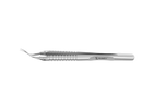 999R 4-0395/LRS Capsulorhexis Forceps with Scale (2.50/5.00 mm), Cross-Action, for 1.50 mm Incisions, Curved Stainless Steel Jaws (8.50 mm), Short Lever (16.00 mm), Long (101 mm) Round Stainless Steel Handle, Length 120 mm