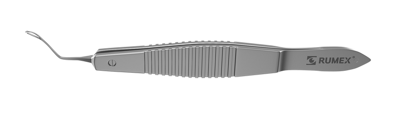 999R 4-033S Small-Incision Capsulorhexis Forceps with Double Cross-Action and Scale, Cystotome Tips, Micro-Thin Jaws, for 1.50 mm incisions, Flat Handle, Length 105 mm, Stainless Steel