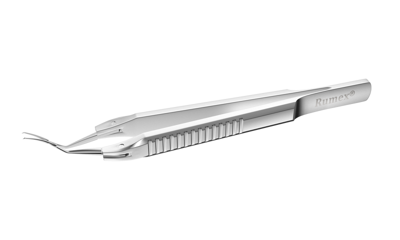 725R 4-0395S Capsulorhexis Forceps with Scale (2.50/5.00 mm), Cross-Action, for 1.50 mm Incisions, Curved Stainless Steel Jaws (8.50 mm), Short Lever (16.00 mm), Medium (91 mm) Flat Stainless Steel Handle, Length 110 mm