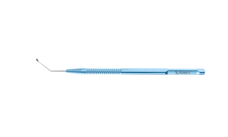 999R 7-117 Escaf Nucleus Manipulator, 30 Degrees Bent Tip, Length 120 mm, Round Titanium Handle