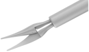 360R 12-209-23H Curved Subretinal Scissors, Attached to a Squeeze Handle, with RUMEX Flushing System, 23 Ga