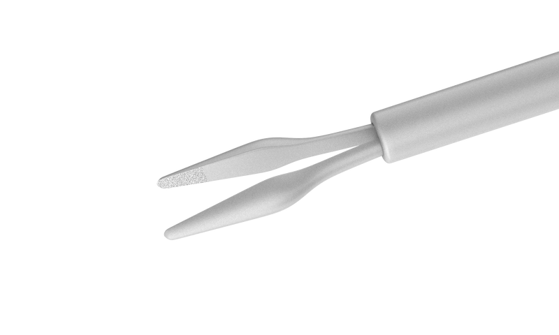 592R 12-301-23H Gripping Forceps with a sandblasted platform, Attached to a Squeeze Handle, with RUMEX Flushing System, 23 Ga