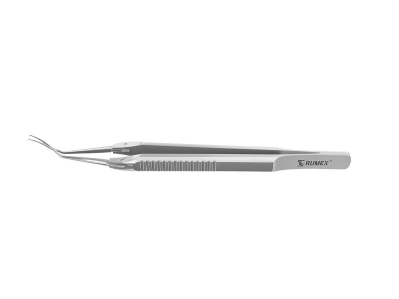 999R 4-03952/MFS Capsulorhexis Forceps with Scale (2.50/5.00 mm), Cross-Action, for 1.50 mm Incisions, Curved Stainless Steel Jaws (8.50 mm), Long Lever (26.00 mm), Medium (91 mm) Flat Stainless Steel Handle, Length 120 mm