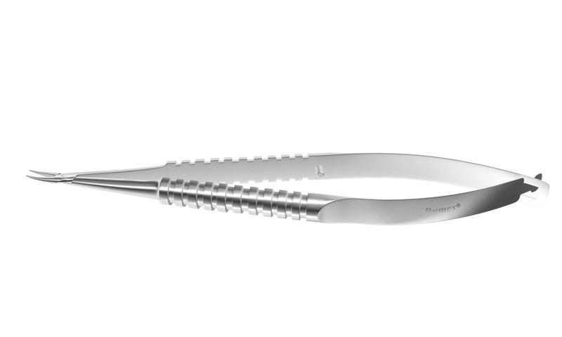 999R 8-045S Barraquer Needle Holder, 8.00 mm Extra Fine Jaws, Curved, without Lock, Medium Size, Length 115 mm, Stainless Steel