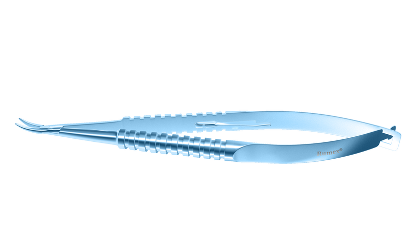 226R 8-070T Barraquer Needle Holder, 12.00 mm Fine Jaws, Curved, with Lock, Long Size, Length 125 mm, Titanium