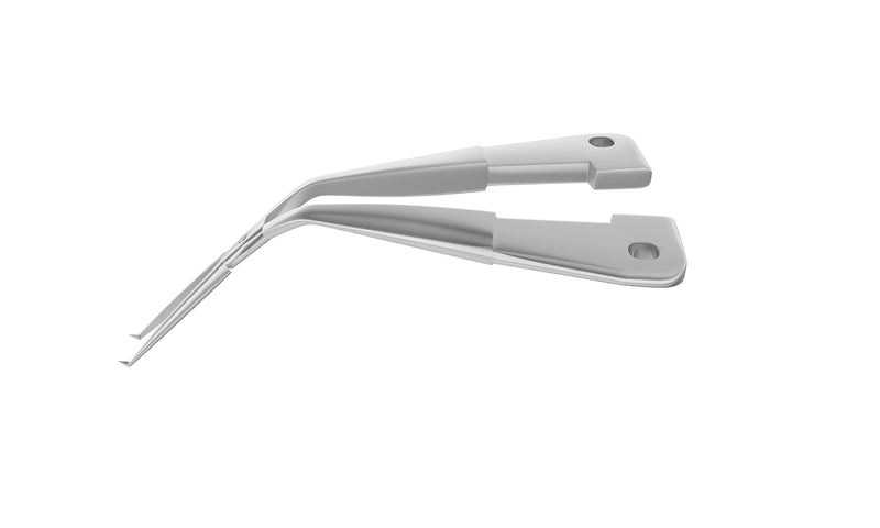 999R 4-0396/SR Capsulorhexis Forceps with Scale (2.50/5.00 mm), Cross-Action, for 1.50 mm Incisions, Straight Stainless Steel Jaws (8.50 mm), Short Lever (16.00 mm), Short (71 mm) Round Titanium Handle, Length 90 mm