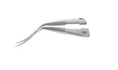 999R 4-0395/LR Capsulorhexis Forceps with Scale (2.50/5.00 mm), Cross-Action, for 1.50 mm Incisions, Curved Stainless Steel Jaws (8.50 mm), Short Lever (16.00 mm), Long (101 mm) Round Titanium Handle, Length 120 mm