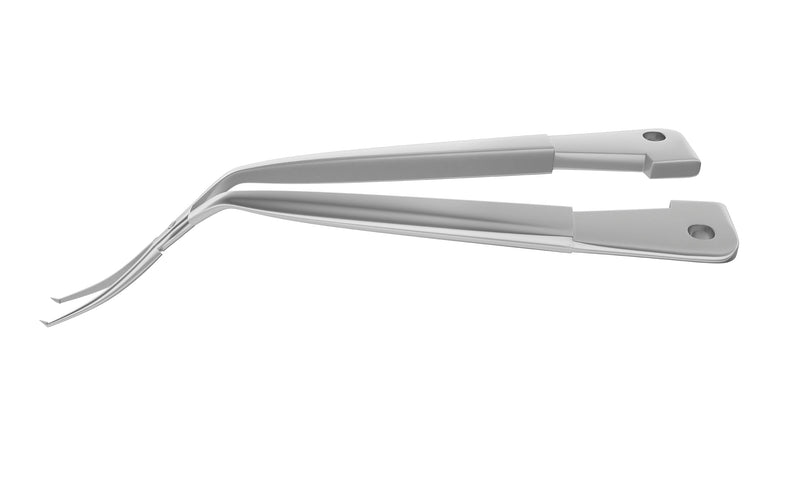 999R 4-03952/LR Capsulorhexis Forceps with Scale (2.50/5.00 mm), Cross-Action, for 1.50 mm Incisions, Curved Stainless Steel Jaws (8.50 mm), Long Lever (26.00 mm), Long (101 mm) Round Titanium Handle, Length 130 mm