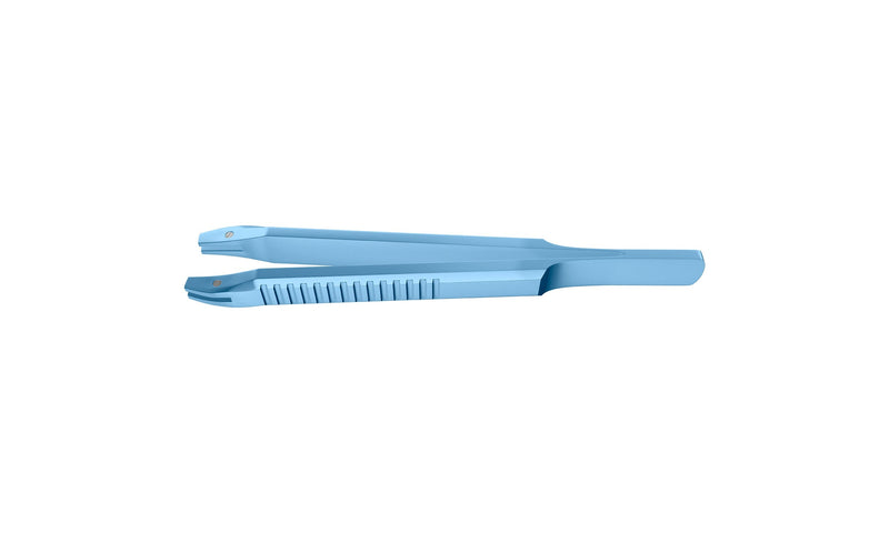 999R 4-03952/SFT Capsulorhexis Forceps with Scale (2.50/5.00 mm), Cross-Action, for 1.50 mm Incisions, Curved Titanium Jaws (8.50 mm), Long Lever (26.00 mm), Short (71 mm) Flat Titanium Handle, Length 100 mm