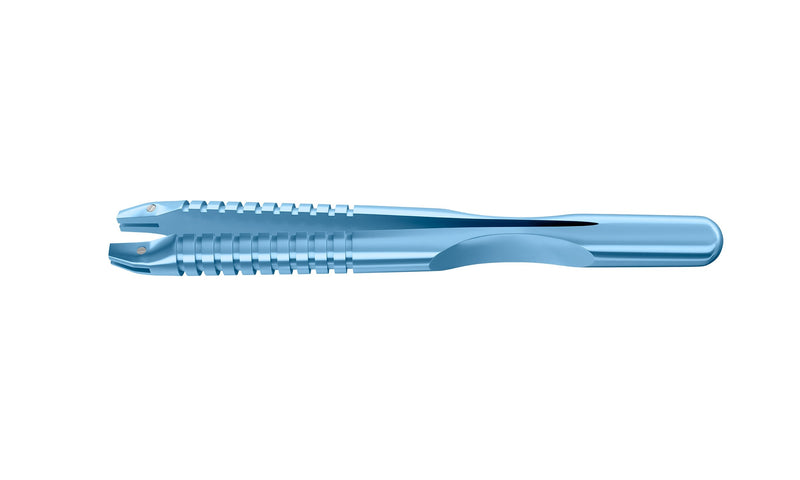 999R 4-0396/LR Capsulorhexis Forceps with Scale (2.50/5.00 mm), Cross-Action, for 1.50 mm Incisions, Straight Stainless Steel Jaws (8.50 mm), Short Lever (16.00 mm), Long (101 mm) Round Titanium Handle, Length 120 mm